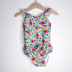 Baby Boden Floral Ruffle One Piece Swimsuit Size 18-24M EUC